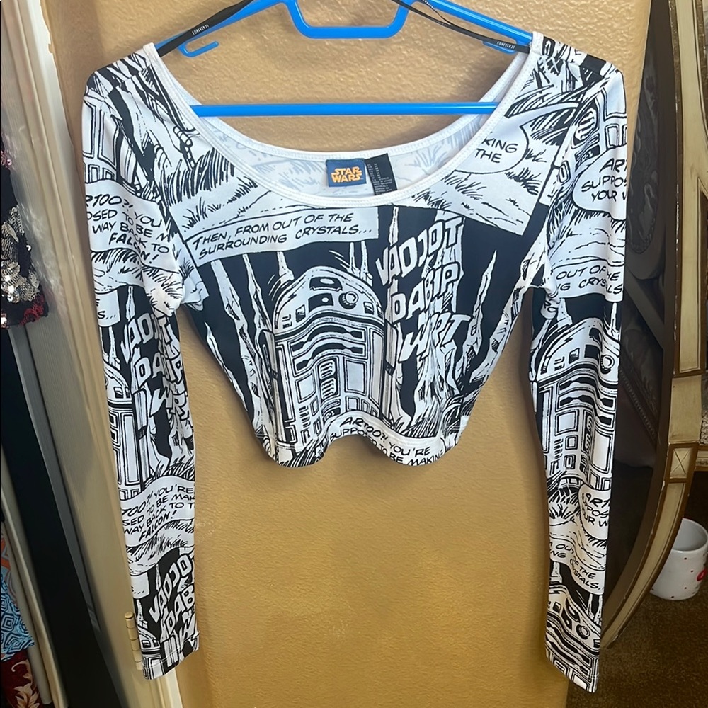 Star Wars Black and White Graphic Crop Blouse